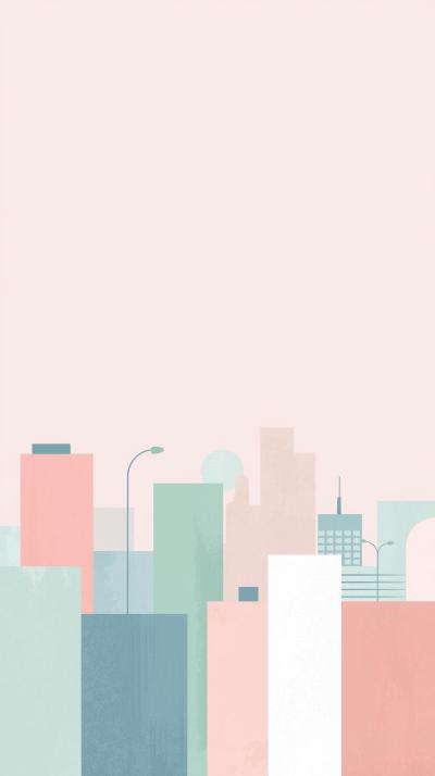 Minimal Pastel City Illustration