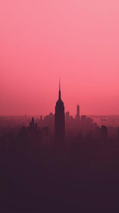 Minimalist Silhouette Of Skyscrapers Against A Pin