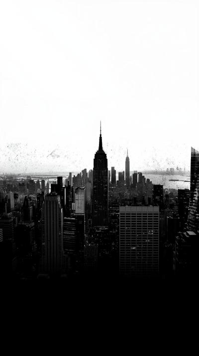 Monochrome City Skyline High Contrast Wallpaper