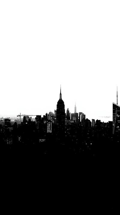 Monochrome City Skyline High Contrast Wallpaper