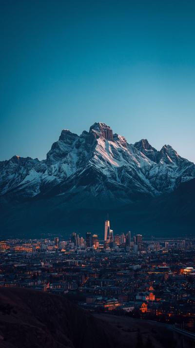 Mountain And City Contrast Landscape