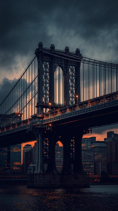 New York Bridge With Dramatic Lighting