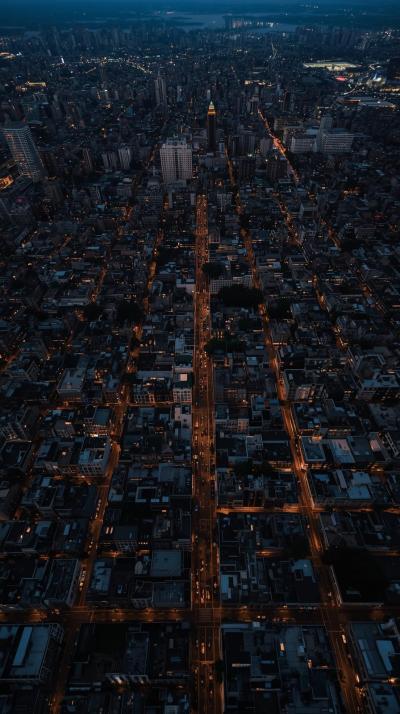 Overhead Drone Shot Of A Dense City Grid