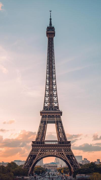 Paris Eiffel Tower Wallpaper With Soft Pastel Sky