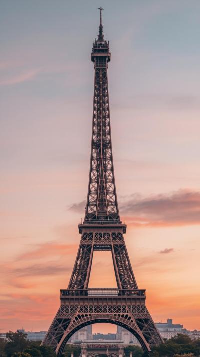 Paris Eiffel Tower Wallpaper With Soft Pastel Sky