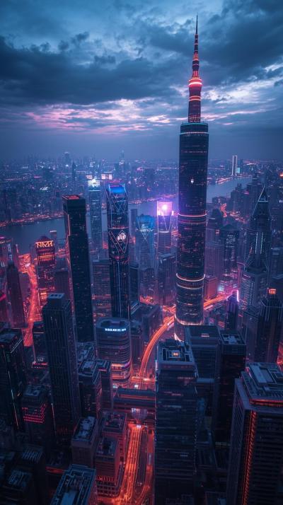 Shanghai Skyline With Futuristic Towers