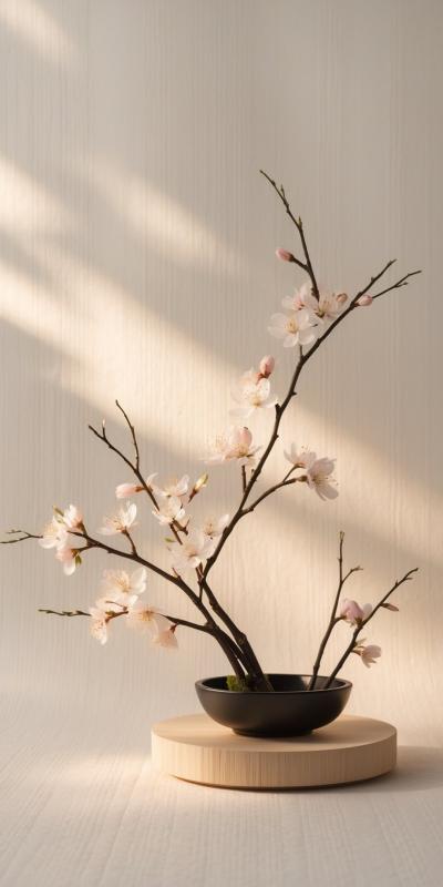 Traditional Japanese Ikebana Arrangement With Deli