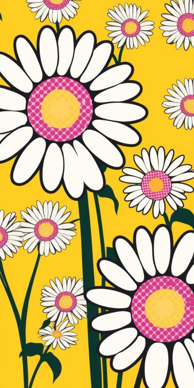 Vibrant Colorful Popart Daisies With Prominent Hal