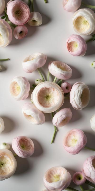 Soft Delicate Pastelcolored Ranunculus Flowers Arr