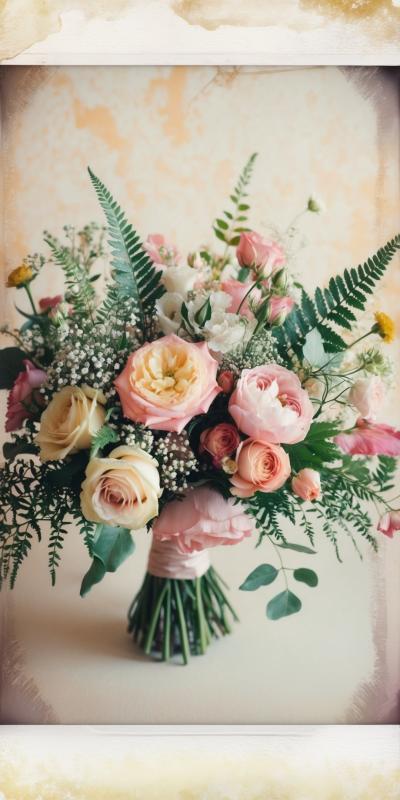 Polaroidstyle Instant Photo Of A Vibrant Bouquet O