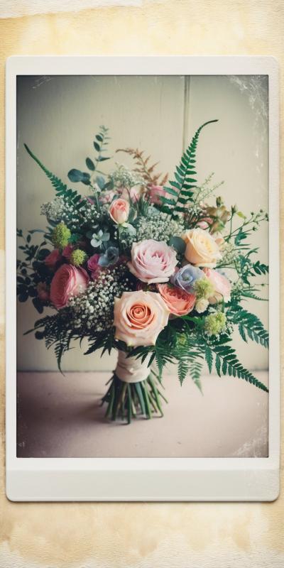 Polaroidstyle Instant Photo Of A Vibrant Bouquet O