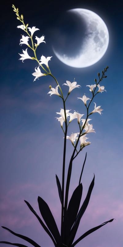 Nightblooming Cereus With Delicate White Flowers A