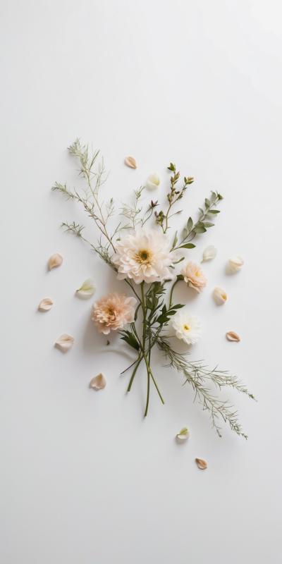 Minimal Scandinavian Floral Composition Set Agains