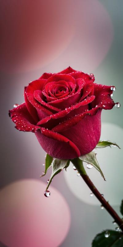 Macro Photograph Of A Single Velvety Red Rose With