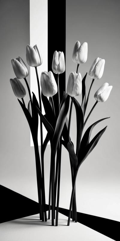 Highcontrast Blackandwhite Photograph Of A Bouquet