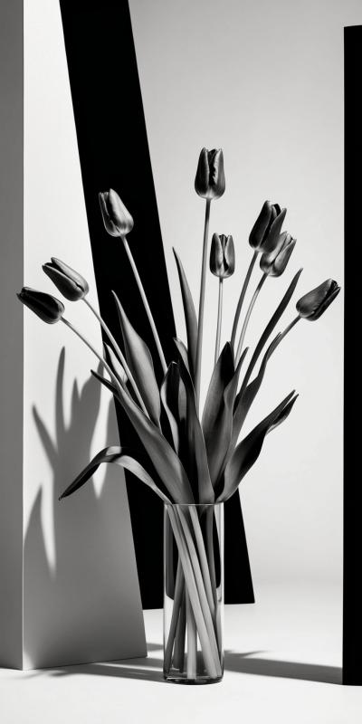 Highcontrast Blackandwhite Photograph Of A Bouquet