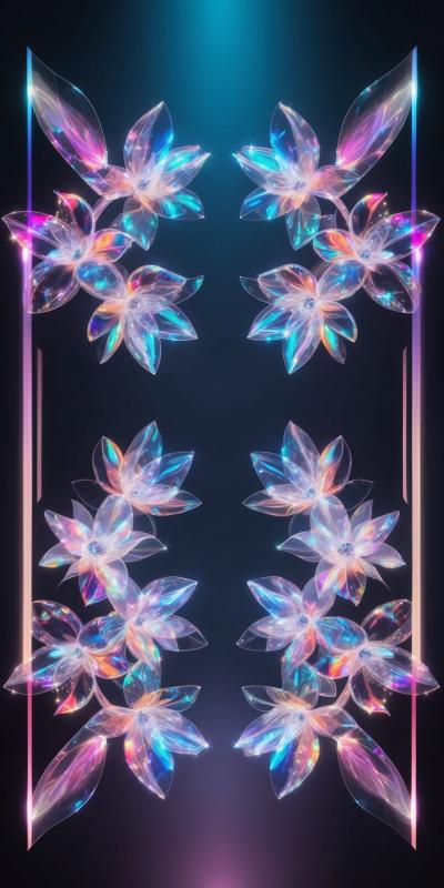 Futuristic Holographic Flowers With Delicate Trans