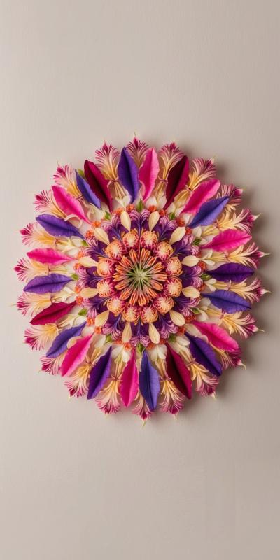 Floral Mandala Composed Of Delicate Intricate Peta