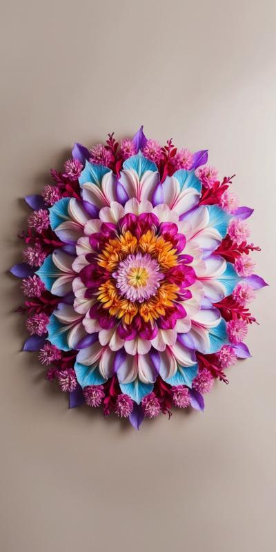 Floral Mandala Composed Of Delicate Intricate Peta