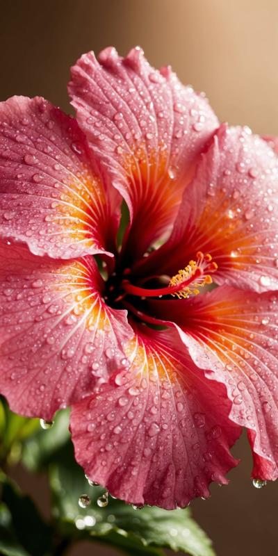 Closeup Of A Large Delicate Hibiscus Flower With I