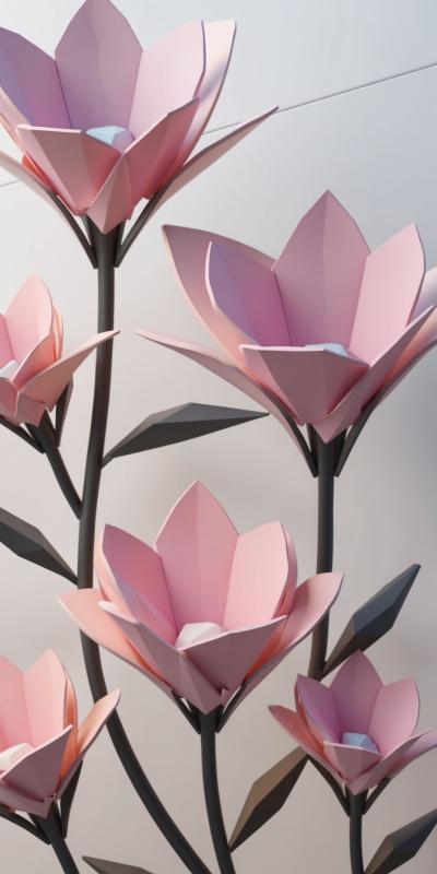 D Lowpoly Stylized Flowers With Delicate Petals A