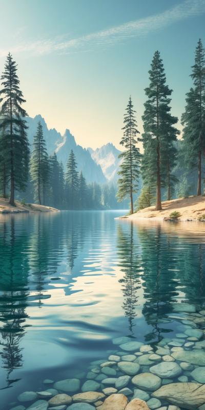 Crystalclear Mountain Lake With Gentle Ripples Ref