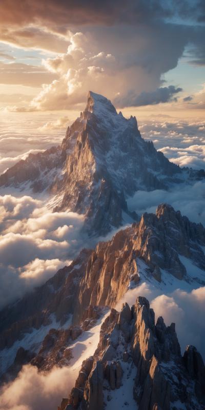 Epic Mountain Peak With Rugged Rocky Facades And S