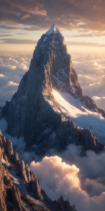 Epic Mountain Peak With Rugged Rocky Facades And S