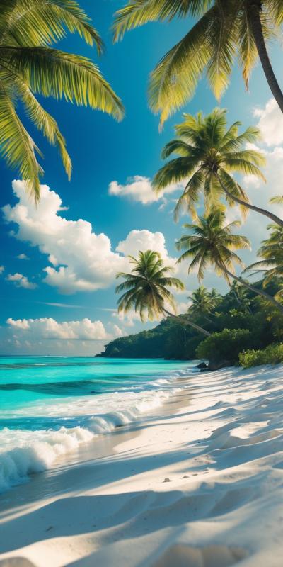 White Sand Tropical Beach With Soft Gentle Waves A