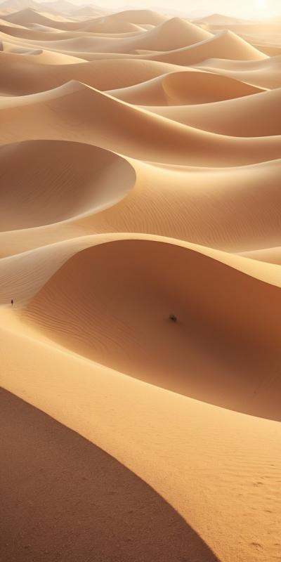 Golden Desert Sand Dunes With Smooth Flowing Curve